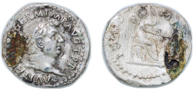 Rome Roman Empire 69 AR Denarius - Vitellius (PONT MAXIM; Vesta) Silver Rome Mint 3.36g VF Mount Removed RIC I 107 OCRE ric.1(2).vit.107 BMC RE 34 RSC...