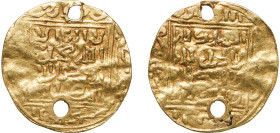 Islamic states Marinid dynasty 14th - 15th Century ½ Dinar - Anonymous Gold 2.05g VF Holed