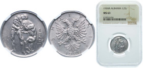 Albania First Republic 1926 R ½ Lek Nickel Rome Mint (1002000) 6g NGC MS 63 KM 4