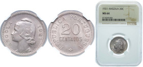 Angola Portuguese colony 1921 20 Centavos Copper-nickel Lisbon Mint (2115000) 5.8g NGC MS 64 KM 64
