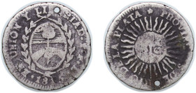 Argentina United Provinces of the Rio de la Plata 1815 PTS FL ½ Sol Silver (.896) Potosi Mint 1.67g VF Holed KM 10 CJ 18