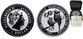 Australia Commonwealth 1999 P100 1 Dollar - Elizabeth II (4th Portrait - Australian Kookaburra, Irish 1 Punt privy mark) Silver (.999) Perth Mint (500...