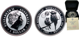 Australia Commonwealth 1999 P100 1 Dollar - Elizabeth II (4th Portrait - Australian Kookaburra, Portuguese 50 Escudo privy mark) Silver (.999) Perth M...
