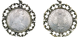 Austria ND 1 Thaler - Maria Theresia (Restrike) Silver (.833) 38.38g AU Mounting in Rim KM T1 Y 55 G 2