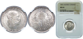 Austria Austro-Hungarian Empire 1893 1 Corona - Francis Joseph I Silver (.835) Vienna Mint (50124500) 5g NGC MS 64 KM 2804 Schön 7