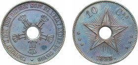 Belgium Belgian Congo Free State 1888 10 Centimes - Léopold II Copper 19.57g AU KM 4 LA VCM-5