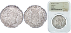 Belgium Kingdom 1873 5 Francs - Léopold II (small head) Silver (.900) Brussels Mint (22340959) 25g NGC AU 58 KM 24 LA BFM-127