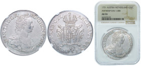 Belgium Austrian Netherlands Possession 1751 1 Ducaton - Maria Theresia (Type 1) Silver (.862) Antwerp Mint 33.2g NGC AU 55 KM 8 Her 1890 Her 1896