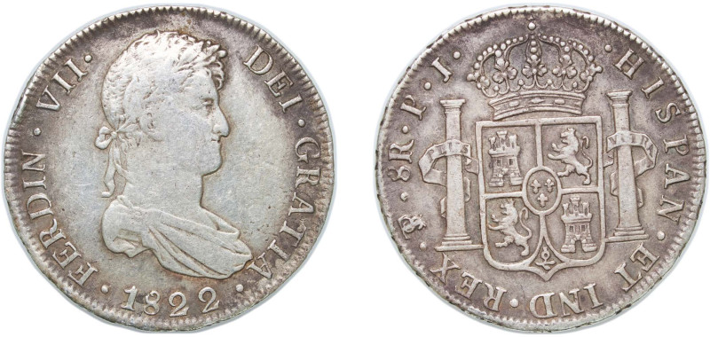 Bolivia Spanish colony 1822 PTS PJ 8 Reales - Ferdinand VII Silver (.896) Potosi...