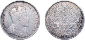 British Malaysia Straits Settlements British colony 1907 H 1 Dollar - Edward VII Silver (.900) Heaton and Sons / The Mint Birmingham Limited (4000000)...