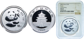 China People's Republic of China 2000 10 Yuan (Panda) Silver (.999) (140000) 31.1g NGC MS 69 KM 1310