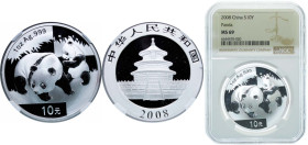 China People's Republic of China 2008 10 Yuan (Panda) Silver (.999) (600000) 31.1g NGC MS 69 KM 1814