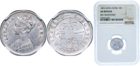 China Hong Kong British colony 1895 10 Cents - Victoria Silver (.800) Royal Mint (Tower Hill) (19000000) 2.7g NGC AU Scratches KM 6