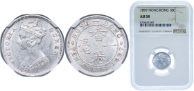 China Hong Kong British colony 1897 10 Cents - Victoria Silver (.800) Royal Mint (Tower Hill) (23500000) 2.7g NGC AU 58 KM 6