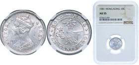 China Hong Kong British colony 1901 10 Cents - Victoria Silver (.800) Royal Mint (Tower Hill) (25000000) 2.7g NGC AU 55 KM 6