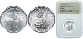 Cuba First Republic 1952 20 Centavos (50th. Anniversary of the Republic) Silver (.900) Philadelphia Mint (8700000) 5g NGC MS 64 KM 24 Y 18