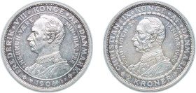 Denmark Kingdom 1906 VBP;GJ 2 Kroner - Frederik VIII (Death of Christian IX) Silver (.800) Copenhagen Mint (151000) 15g UNC KM 803