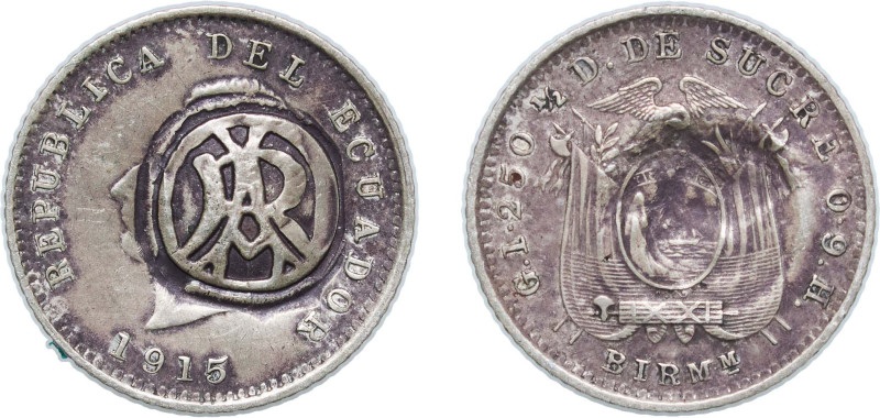 Ecuador Republic 1915 BIRMm ½ Décimo (Countermarked "R A"- initials of Rogelio A...