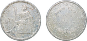 French Indochina French colony 1894 A 1 Piastre Silver (.900) Paris Mint (1308000) 27.07g VF KM 5 Lec 274