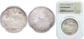 French Indochina French colony 1901 A 1 Piastre Silver (.900) Paris Mint (3150000) 27g NGC CHOPMARKED KM 5a.1