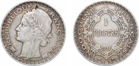 French Indochina French colony 1931 1 Piastre Silver (.900) Paris Mint (16000000) 20g VF Damage KM 19 Lec 312 PCGS 159570