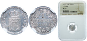 Germany Kingdom of Bavaria German states 1839 1 Kreuzer - Louis I, Maximilian II Billon (.166 silver) (1474000) 0.84g NGC MS 65 KM 799