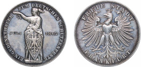 Germany Free imperial city of Frankfurt German states 1862 1 Thaler (German Shooting Festival) Silver (.900) (44000) 18.52g AU KM 371 AKS 44 KahntDS 1...