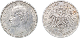 Germany Kingdom of Bavaria Second Empire 1907 D 5 Mark - Otto Silver (.900) Munich Mint (752653) 27.8g VF KM 915 J 46 Dav GT III 618 AKS 201