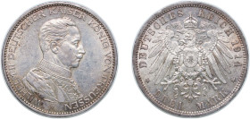 Germany Kingdom of Prussia Second Empire 1914 A 3 Mark - William II Silver (.900) Berlin Mint (2022000) 16.667g AU KM 538 J 113