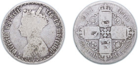 Great Britain United Kingdom 1857 1 Florin - Victoria (1st portrait; 'Gothic' type) Silver (.925) 10.5g VF KM 746