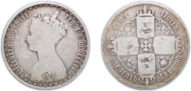 Great Britain United Kingdom 1857 1 Florin - Victoria (1st portrait; 'Gothic' type) Silver (.925) 10.46g VF KM 746