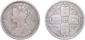 Great Britain United Kingdom 1873 1 Florin - Victoria (1st portrait; 'Gothic' type) Silver (.925) 10.85g VF KM 746 Sp 3891-3901