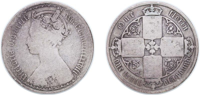 Great Britain United Kingdom 1877 1 Florin - Victoria (1st portrait; 'Gothic' ty...