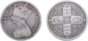 Great Britain United Kingdom 1885 1 Florin - Victoria (1st portrait; 'Gothic' type) Silver (.925) 10.94g VF KM 746