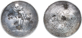 Great Britain United Kingdom 1897 B 1 Dollar - Victoria (British Trade Dollar) Silver (.900) Bombay Mint 26.69g VF Chopmarked KM T5