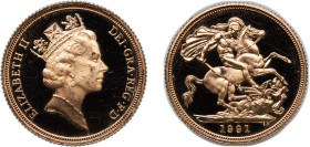 Great Britain United Kingdom 1991 1 Sovereign - Elizabeth II (3rd portrait) Gold (.9167) Royal Mint (7201) 7.99g PF KM 943 Sp SC2