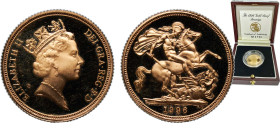Great Britain United Kingdom 1996 1 Sovereign - Elizabeth II (3rd portrait; Proof) Gold (.9167) Royal Mint (9110) 7.98g PF KM 943 Sp SC2
