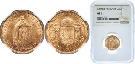 Hungary Austro-Hungarian Empire 1907 KB 20 Korona - Francis Joseph I (An extremely rare and highly Quality) Gold (.900) Kremnica Mint (194026) 6.775g ...