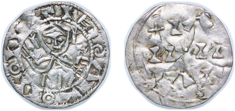 Hungary Kingdom 1063 - 1074 1 Denier - Solomon Silver 0.83g VF Crack ÉH 10 H 17 ...