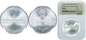 Hungary People's Republic 1956 BP. 25 Forint (10th Anniversary of Forint) Silver (.800) Budapest Mint (22000) 20g NGC MS 65 KM 554 ÉH 1574 H 2344 Adam...