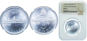 Hungary Provisional Government 1945 BP. 5 Pengő - Provisional Government Issue Aluminium Budapest Mint (5002000) 4.5g NGC MS 64 KM 525 ÉH 1529 H 2311 ...