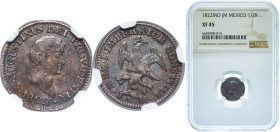 Mexico First Empire 1822 Mo JM ½ Real - Agustín I Silver (.903) Mexico City Mint 1.69g NGC XF 45 KM 301