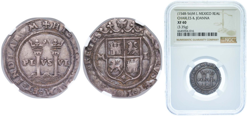 Mexico Spanish colony 1548 - 1556 M L 1 Real - Carlos I Silver (.931) Mexico Cit...