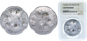 Mexico Spanish colony 1766 Mo MF 8 Reales - Carlos III Silver (.917) Mexico City Mint 27.07g NGC Chopmarked KM 105