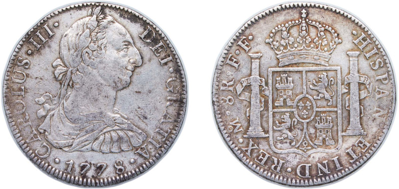 Mexico Spanish colony 1778 Mo FF 8 Reales - Carlos III Silver (.903) Mexico City...