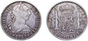 Mexico Spanish colony 1787 Mo FM 8 Reales - Carlos III Silver (.896) Mexico City Mint 26.73g XF KM 106a