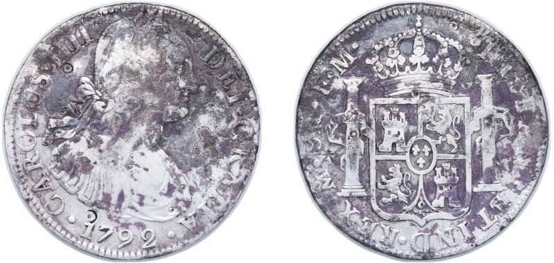 Mexico Spanish colony 1792 Mo FM 8 Reales - Carlos IV Silver (.903) Mexico City ...