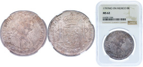 Mexico Spanish colony 1797 Mo FM 8 Reales - Carlos IV Silver (.903) Mexico City Mint 27.07g NGC MS 62 KM 109