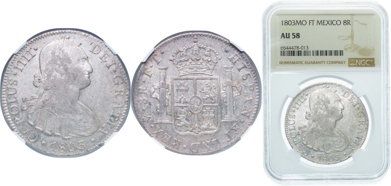 Mexico Spanish colony 1803 Mo FT 8 Reales - Carlos IV Silver (.903) Mexico City ...