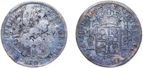 Mexico Spanish colony 1803 Mo FT 8 Reales - Carlos IV Silver (.903) Mexico City Mint 26.7g VF Chopmarked KM 109